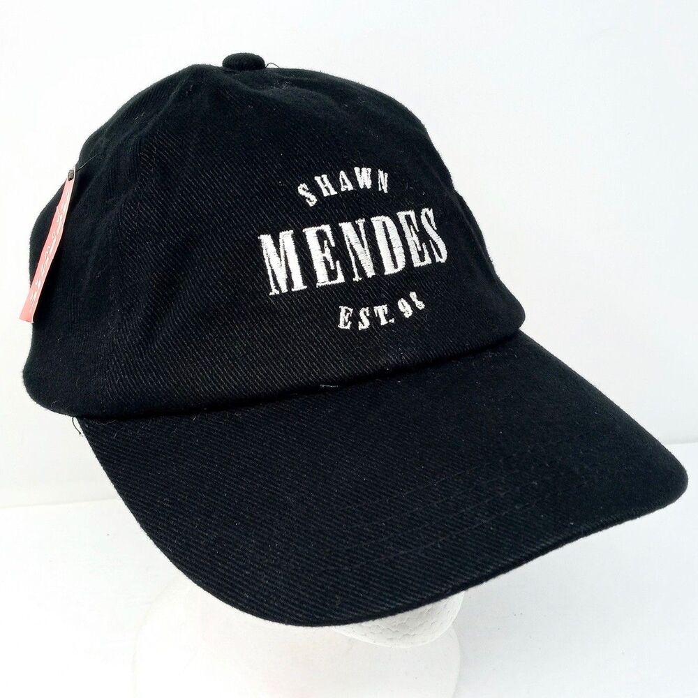 NWT Shawn Mendes Embroidered Concert Tour Black Strap Back Adjustable Hat Cap